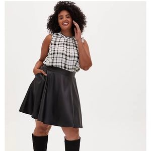 Torrid Black Leather Skater Skirt
